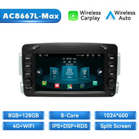 Wireless Carplay Car Mutimedia Player for Mercedes/Benz/W209/W168/M/Ml/W208/W463/Viano/W639/Vito/Vaneo Android 14 4G Wifi