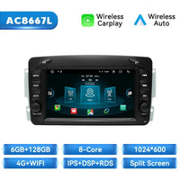 Wireless Carplay Car Mutimedia Player for Mercedes/Benz/W209/W168/M/Ml/W208/W463/Viano/W639/Vito/Vaneo Android 14 4G Wifi