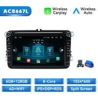 Wireless Carplay Android 14 Car Radio for Volkswagen VW Passat B6 B7 CC Tiguan Touran GOLF POLO Car Multimedia GPS Autoradio