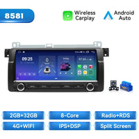 Wireless Carplay Android 14 Car Radio Player for BMW E46 M3 318/320/325/330/335 Rover 75 Coupe 2Din Navigation Audio GPS