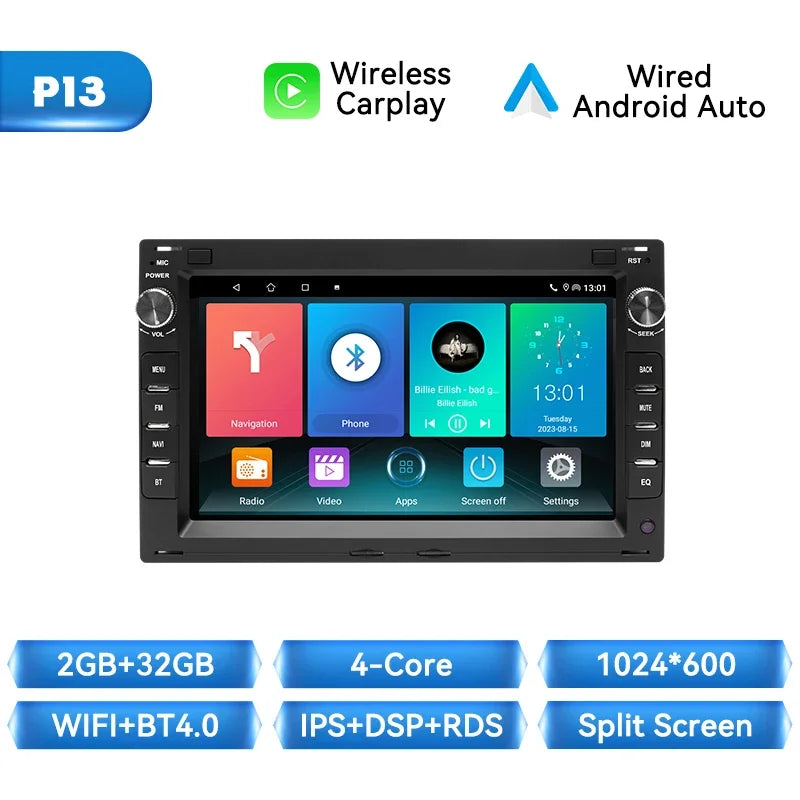 Android 14 Wireless Carplay Car Radio Player for VW PASSAT B5 MK4 MK5 SHARAN Jetta Bora Polo TRANSPORT T5 CITI CHICO Multimedia