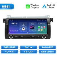 Wireless Carplay Android 14 Car Radio Player for BMW E46 M3 318/320/325/330/335 Rover 75 Coupe 2Din Navigation Audio GPS
