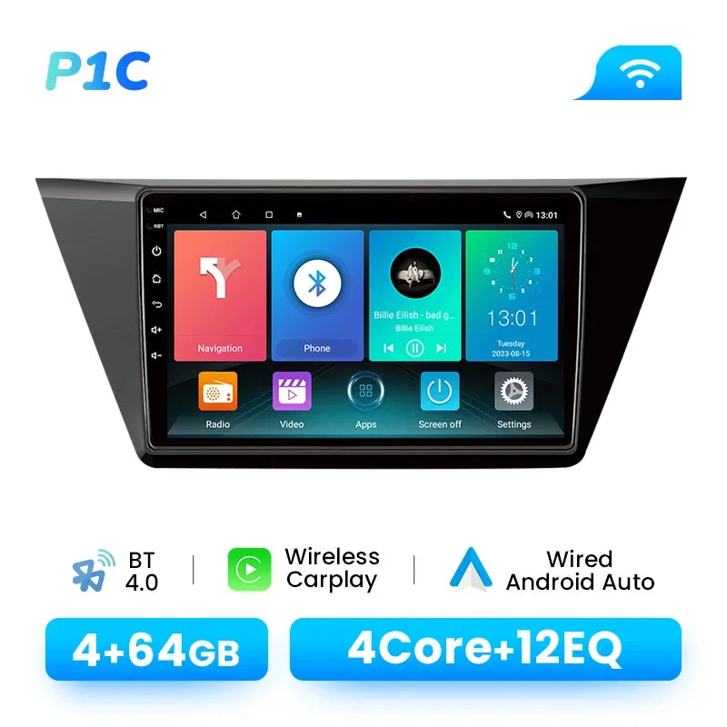 Wireless Carplay Android 14 Car Radio Player for VW Volkswagen Touran 2016 - 2018 8 Core Multimedia GPS Navi DSP 4G Wifi IPS