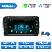 Wireless Carplay Car Mutimedia Player for Mercedes/Benz/W209/W168/M/Ml/W208/W463/Viano/W639/Vito/Vaneo Android 14 4G Wifi