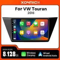 Wireless Carplay Android 14 Car Radio Player for VW Volkswagen Touran 2016 - 2018 8 Core Multimedia GPS Navi DSP 4G Wifi IPS