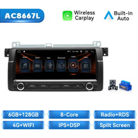 Wireless Carplay Android 14 Car Radio Player for BMW E46 M3 318/320/325/330/335 Rover 75 Coupe 2Din Navigation Audio GPS