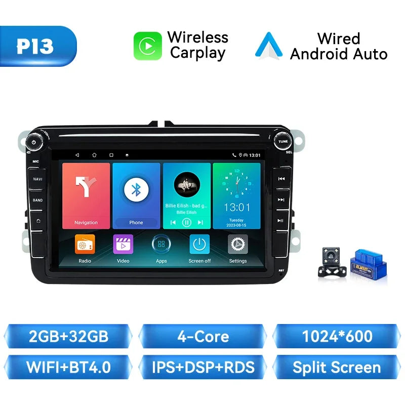 Wireless Carplay Android 14 Car Radio for Volkswagen VW Passat B6 B7 CC Tiguan Touran GOLF POLO Car Multimedia GPS Autoradio