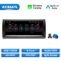 Wireless Carplay Android 14 Car Multimedia Player for BMW E39 E53 M5 1995-2003 6+128GB 10.25 Inch Screen GPS Navigation