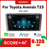 Android 15 Wireles Carplay Car Radio Player for Toyota Avensis T25 2002-2008 Android AUTO Stereo Bluetooth Multimedia 2 DIN DSP